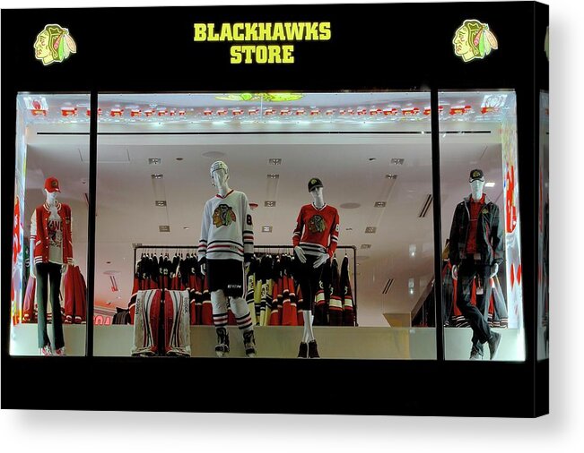 Chicago Acrylic Print featuring the photograph Go Blackhawks by Frozen in Time Fine Art Photography