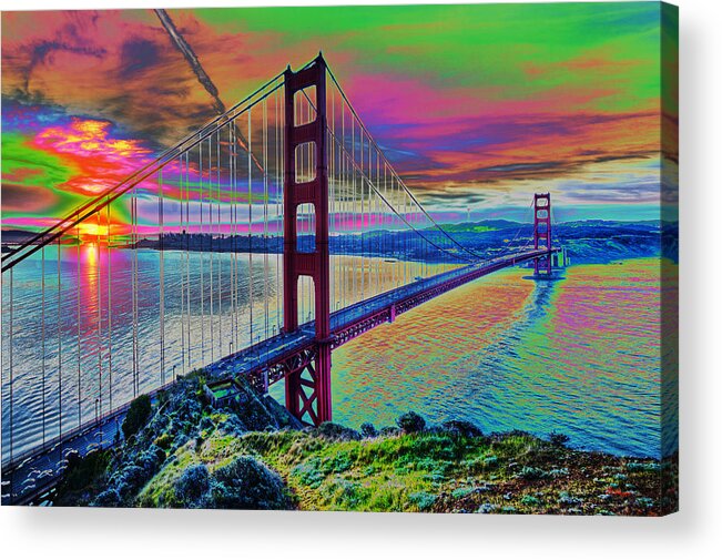 Water Acrylic Print featuring the digital art Golden Gate 1 by Gregory Murray