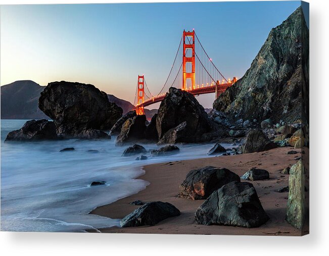 San Francisco Acrylic Print featuring the photograph Golden Gate Blue Hour by Mike Centioli