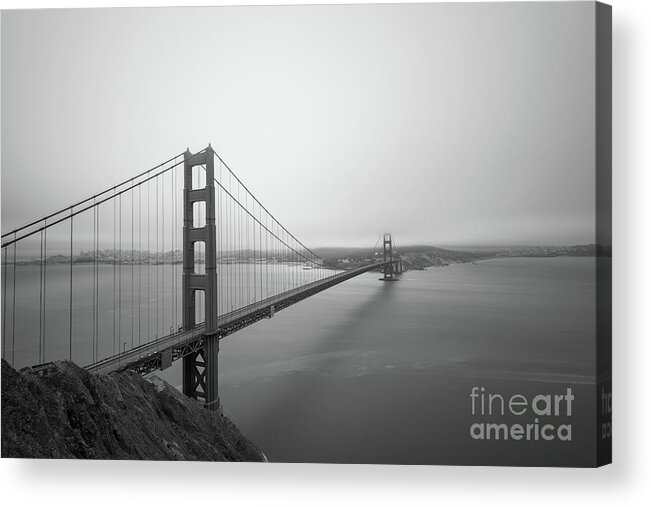 San Fransisco Acrylic Print featuring the photograph Golden Gate Bridge BW by Michael Ver Sprill