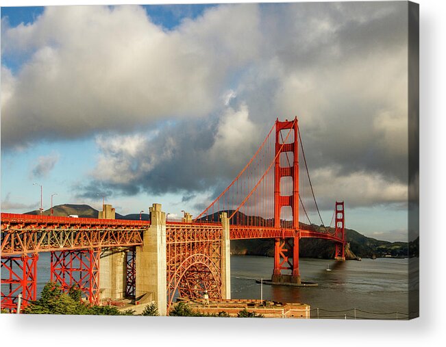 Golden Gate Bridge Acrylic Print featuring the photograph Golden Gate From Above Ft. Point by Bill Gallagher