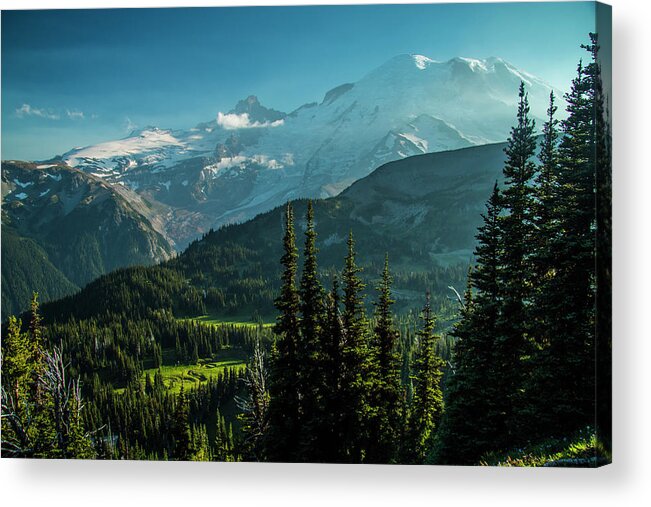 Mt Rainier Acrylic Print featuring the photograph Golden Hour by Doug Scrima