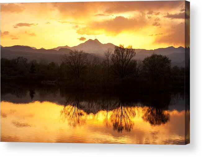 Longs Peak Acrylic Print featuring the photograph Golden Ponds Longmont Colorado by James BO Insogna
