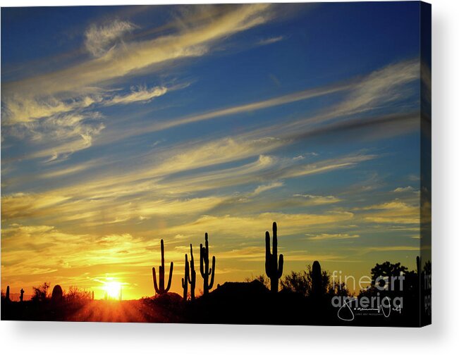 Sunset Acrylic Print featuring the photograph Golden Sunset Mesa AZ by Joanne West