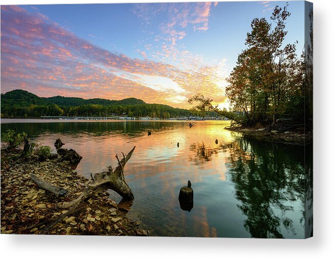 Fall Acrylic Print featuring the photograph Golden Waters by Michael Scott