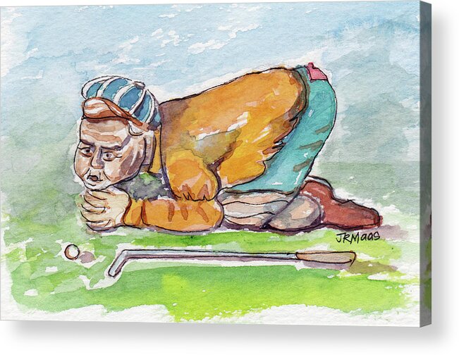 Hot Air Acrylic Print featuring the painting Golfer with Hot Air by Julie Maas