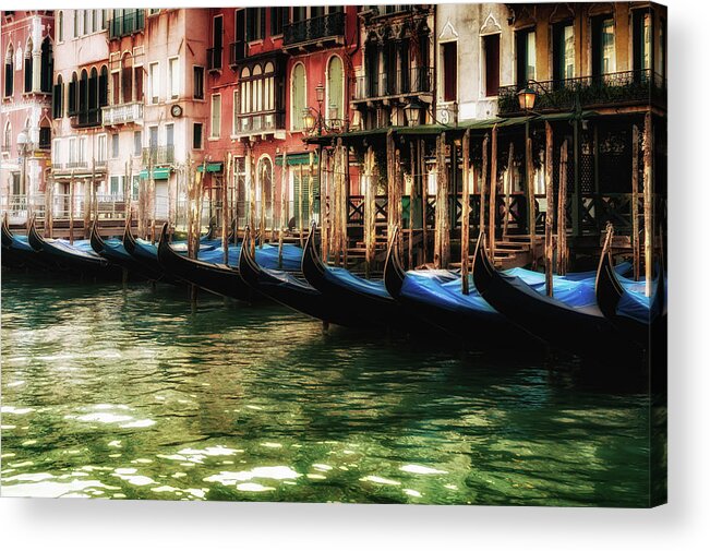 Grand Acrylic Print featuring the photograph Gondolas in Venice by M G Whittingham