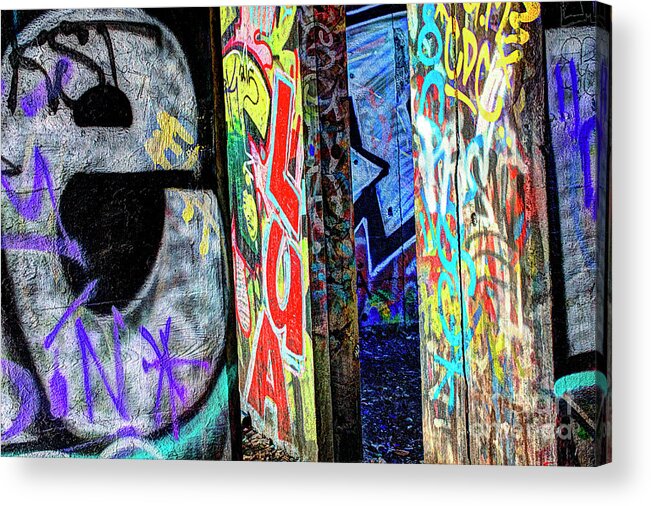 Mosaic Acrylic Print featuring the photograph Graffiti Mosaic by Terry Rowe