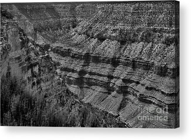 Grand Canyon Acrylic Print featuring the photograph Grand View Grand Canyon BW by Chuck Kuhn