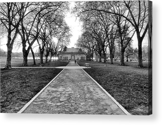 Seattle Acrylic Print featuring the photograph Green Lake Community Center Black and White by Pelo Blanco Photo