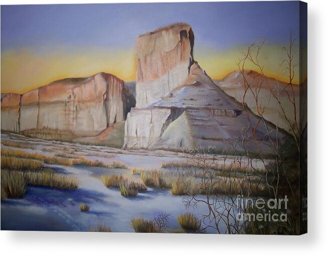 Western Acrylic Print featuring the painting Green River Wyoming by Marlene Book