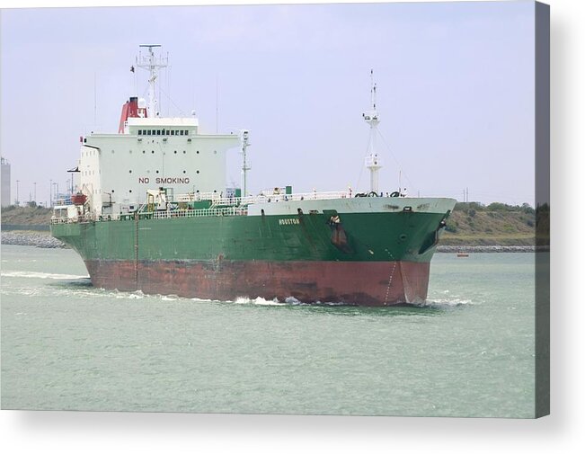 Oil Tanker Acrylic Print featuring the photograph Green Tanker Underway by Bradford Martin