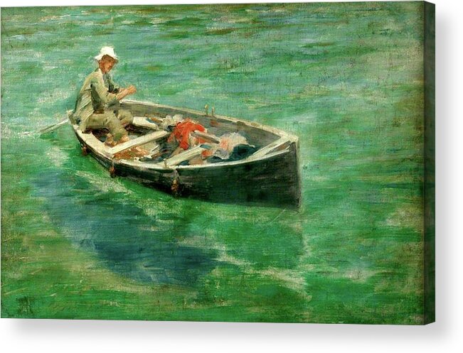 Green Acrylic Print featuring the painting Green Waters by Henry Scott Tuke