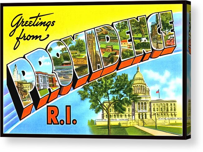 Vintage Collections Cites And States Acrylic Print featuring the photograph Greetings From Providence Rhode Island by Vintage Collections Cites and States