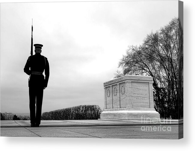 Tomb Acrylic Print featuring the photograph Guarding the Unknown Soldier by Olivier Le Queinec