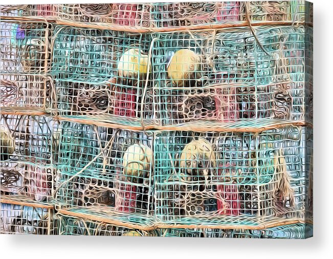 Gulf Coast Crab Traps Acrylic Print featuring the digital art Gulf Coast Crab Traps by JC Findley