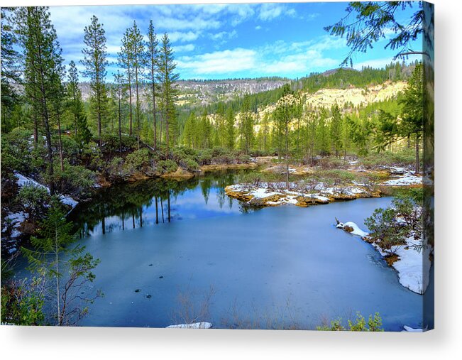 Malakoff Diggins Acrylic Print featuring the photograph Half Frozen by Robin Mayoff