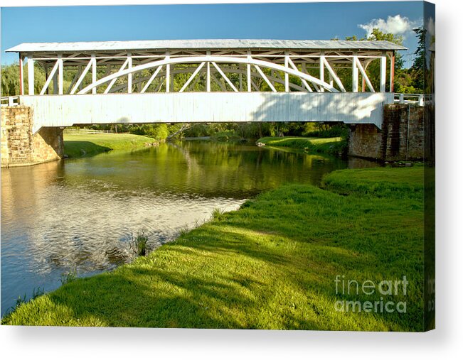 Halls Mill Covered Bridge Acrylic Print featuring the photograph Halls Mill Bridge Rural Lanscape by Adam Jewell