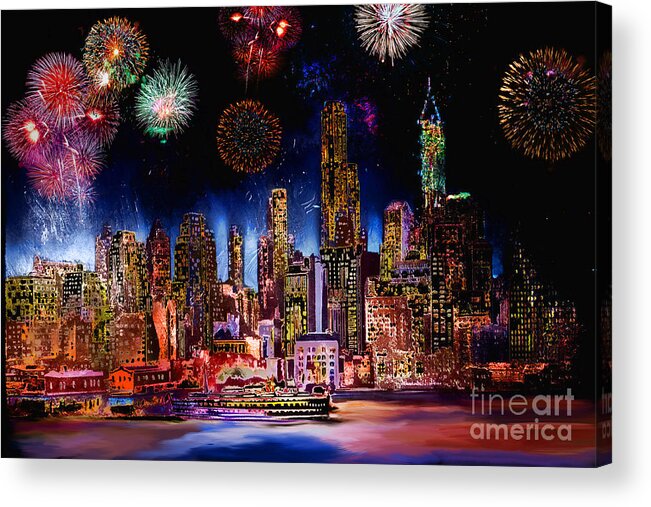 New York Acrylic Print featuring the photograph Happy New Year by Andrzej Szczerski