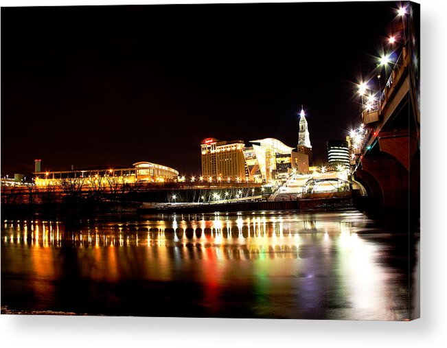 City Acrylic Print featuring the photograph Hartford at night by Andrea Galiffi