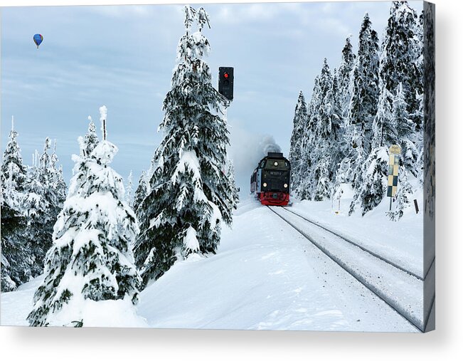 Nature Acrylic Print featuring the photograph Harz Ballooning and Brocken Railway by Andreas Levi