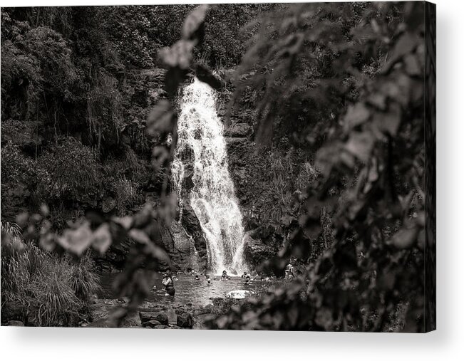 Waterfall Acrylic Print featuring the photograph Hawaiian Waimano Falls by Jason Hughes