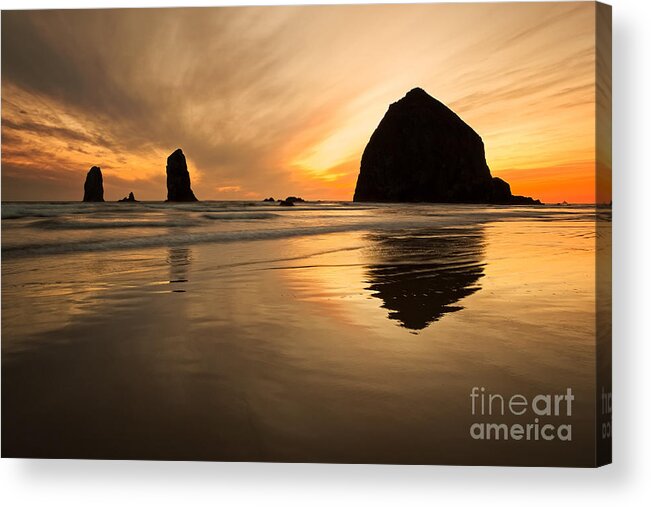 Color Image Acrylic Print featuring the photograph Haystack Rock by Bryan Mullennix