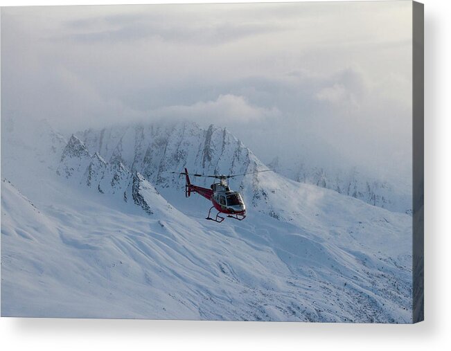 Alsaka Acrylic Print featuring the photograph Helicoter in Alaska by Mike Bachman