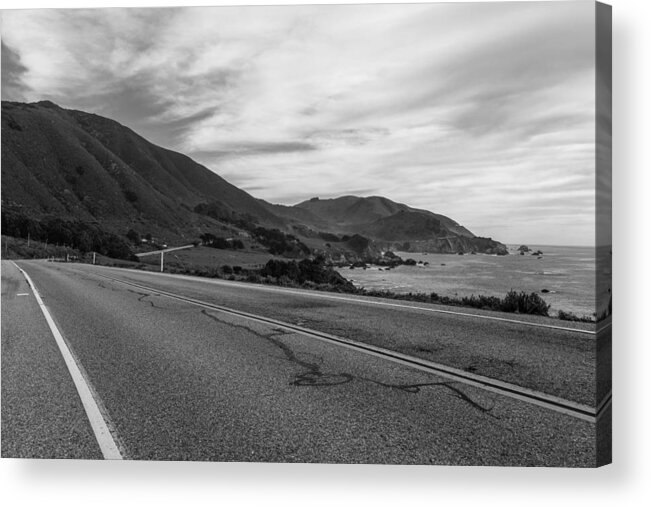 Highway 1 Acrylic Print featuring the photograph Highway 1 Pacific Coast Highway Black and White by John McGraw