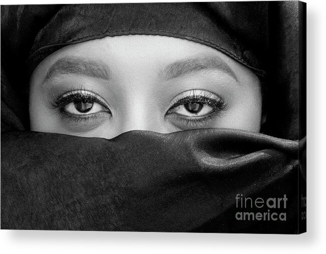 Niqab Acrylic Print featuring the photograph Hijab Fashion by FineArtRoyal Joshua Mimbs