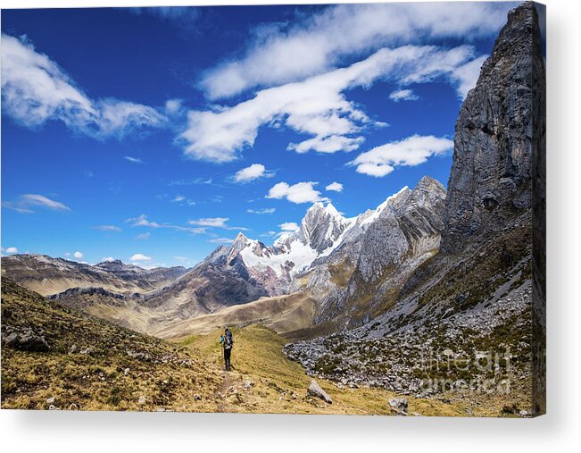 Huayhuash Acrylic Print featuring the photograph Hiking the Huayhuash by Olivier Steiner