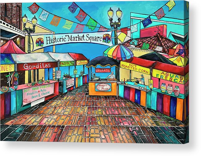 Historic Market Square San Antonio Acrylic Print featuring the painting Historic Market Square by Patti Schermerhorn