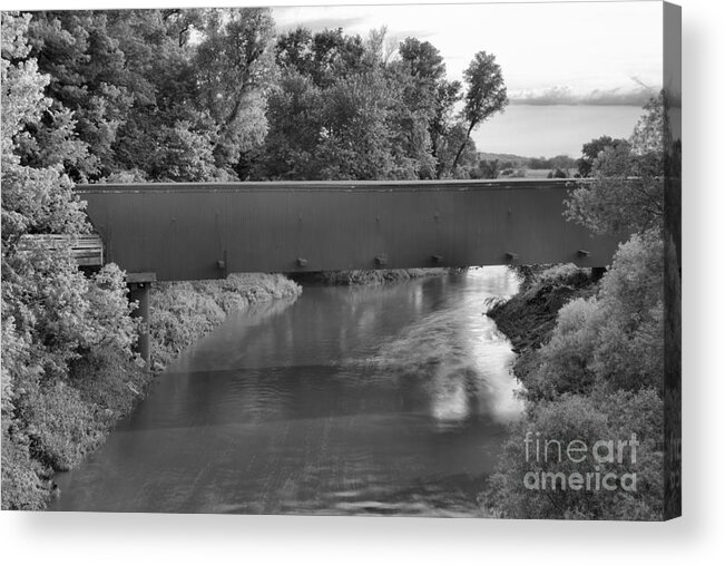 Holliwell Acrylic Print featuring the photograph Holliwell Bridge Over The North River Black And White by Adam Jewell