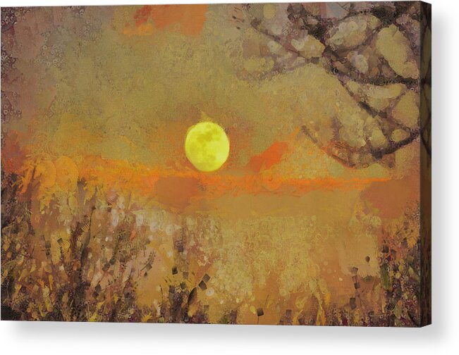 Sun Acrylic Print featuring the mixed media Hollow's Eve by Trish Tritz