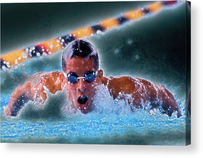 Swimming Acrylic Print featuring the photograph Homestretch by Rod Kaye