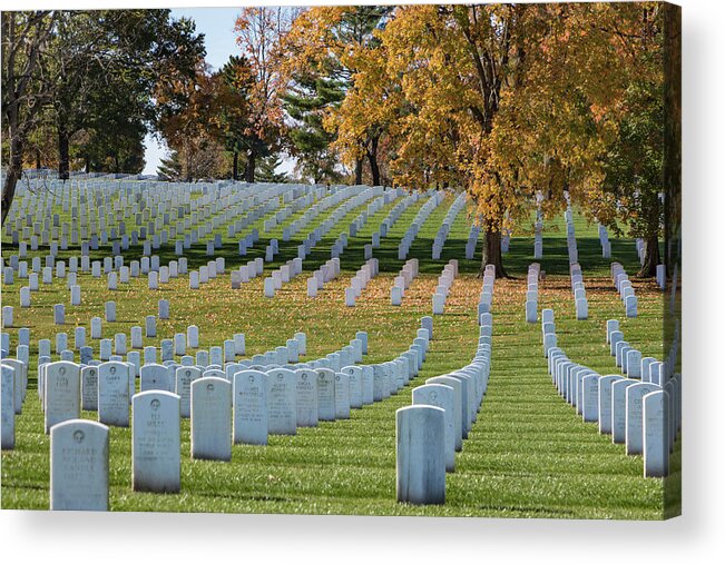 Jefferson Barracks National Cemetery Acrylic Print featuring the photograph Honoring Americans by Holly Ross