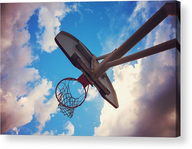 Basketball Acrylic Print featuring the photograph Hoop and Sky by Toni Hopper
