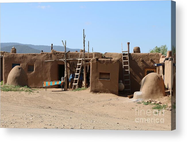 Pueblo Acrylic Print featuring the photograph Hornos At Taos Pueblo by Christiane Schulze Art And Photography