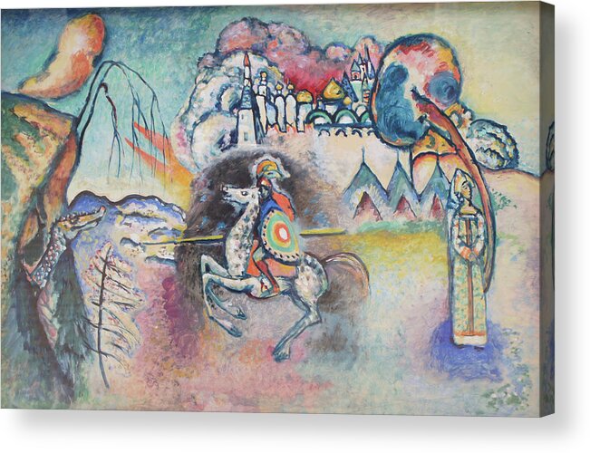 Wassily Kandinsky Acrylic Print featuring the painting Horseman. St. George by Wassily Kandinsky