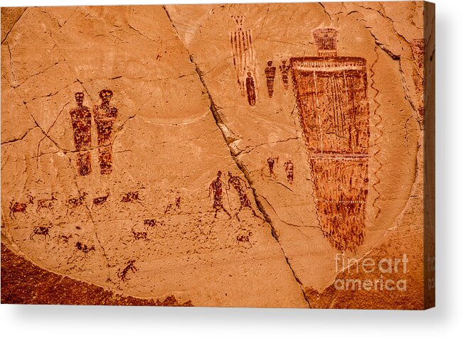 Horseshoe Canyon Acrylic Print featuring the photograph Horseshoe Canyon Great Gallery Group 1 Pictographs by Gary Whitton