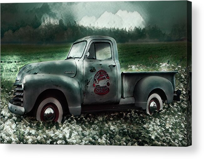 1950 Acrylic Print featuring the photograph Hot Rod Chevrolet Pickup Truck in the Green by Debra and Dave Vanderlaan