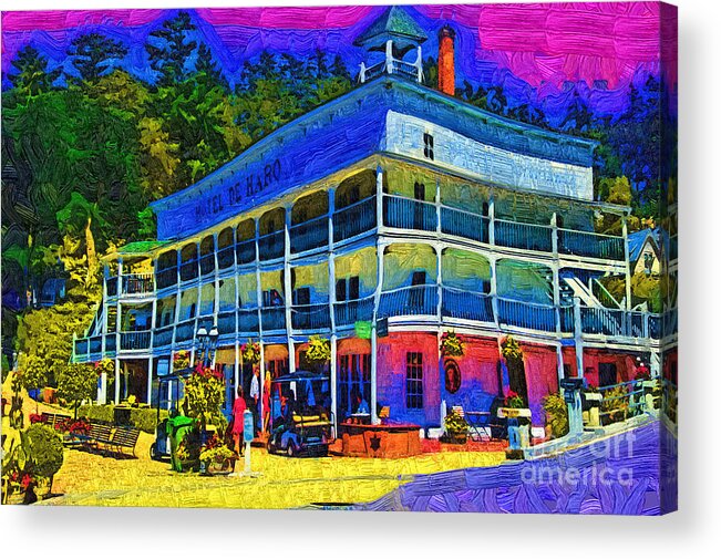 Roche Harbor Acrylic Print featuring the digital art Hotel De Haro by Kirt Tisdale
