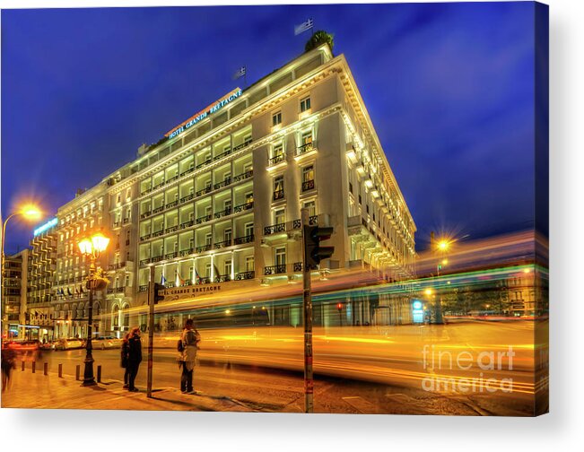 Yhun Suarez Acrylic Print featuring the photograph Hotel Grande Bretagne - Athens by Yhun Suarez