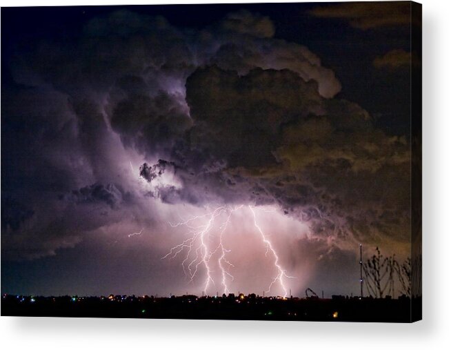 Lightning Acrylic Print featuring the photograph HWY 52 - HWY 287 Lightning Storm Image 29 by James BO Insogna