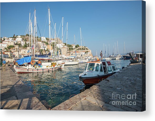 Aegis Acrylic Print featuring the photograph Hydra habour by Hannes Cmarits