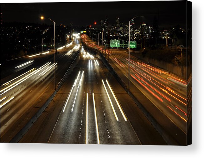 Night Acrylic Print featuring the photograph I-5 at Night by Pelo Blanco Photo