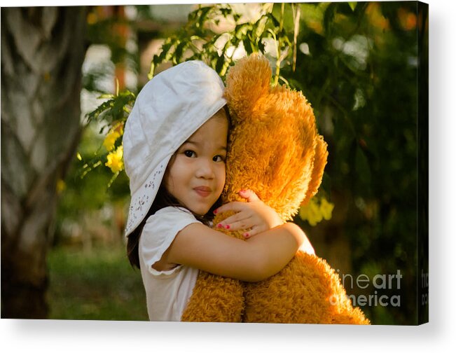 Michelle Meenawong Acrylic Print featuring the photograph I love my teddy bear by Michelle Meenawong