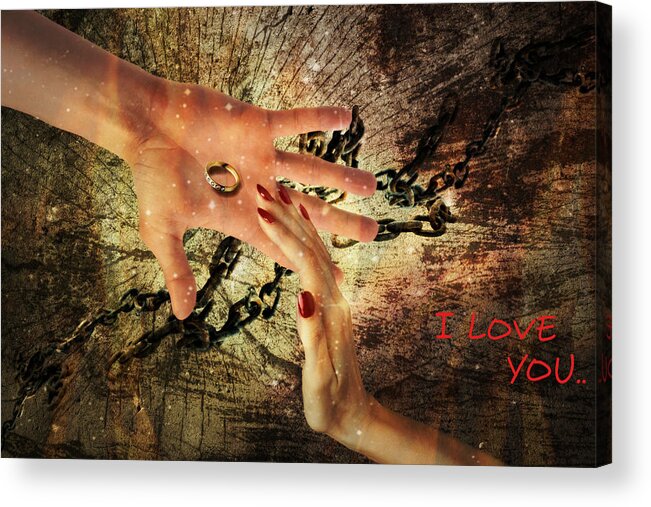 Love Acrylic Print featuring the digital art I love you by Rumiana Nikolova