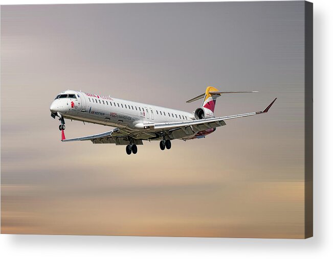 Iberia Acrylic Print featuring the mixed media Iberia Regional Bombardier CRJ-1000 by Smart Aviation