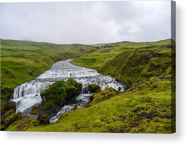 Iceland Acrylic Print featuring the photograph Icelandic Cascade by Alex Blondeau
